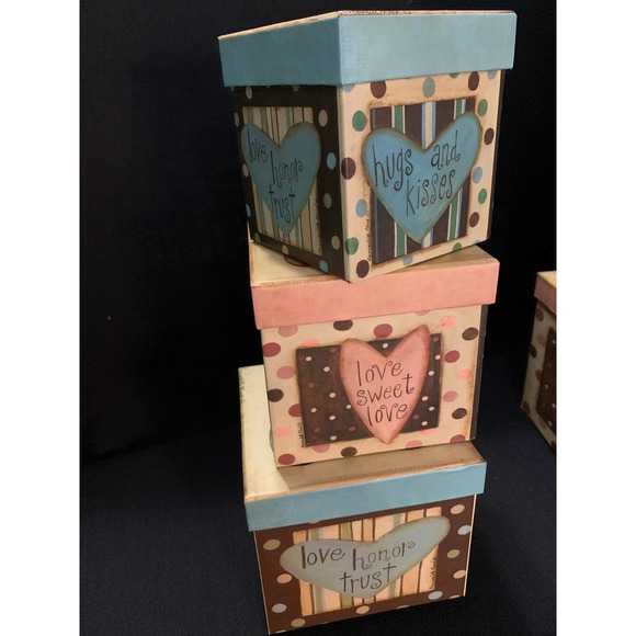 Bernadette Mood Love Sweet Love Nesting Stacking Boxes with lids Set - Picture 2 of 4